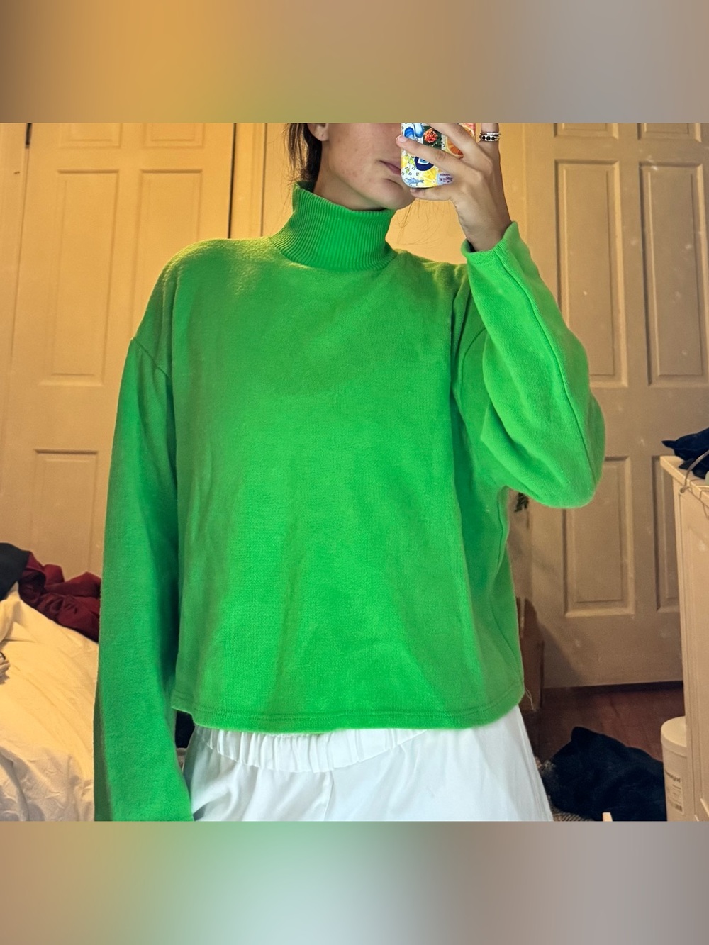 Zara Neon Green Turtleneck Sweater - Women